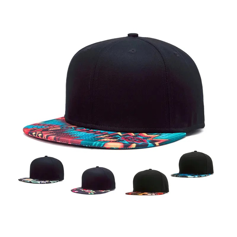 3D -utskrift Snap Back Flat Brim Hat Street Hip Printing Platt Bill Hawaiian Hats Designa din egen snapback -mössa/hat